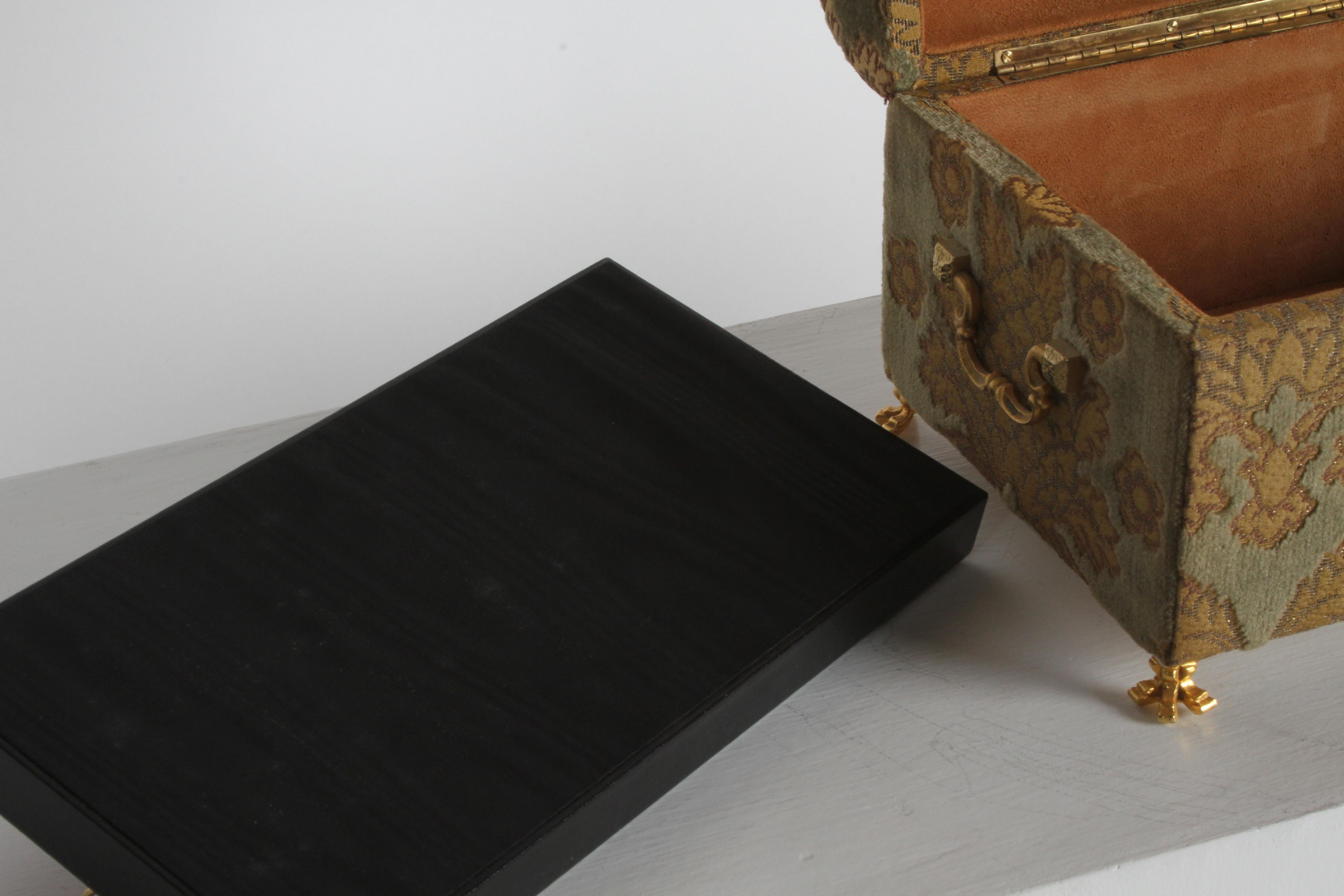 Vintage A. Antinori Roma Italy Jacquard Velvet Jewelry Box Casket Storage Chest 8