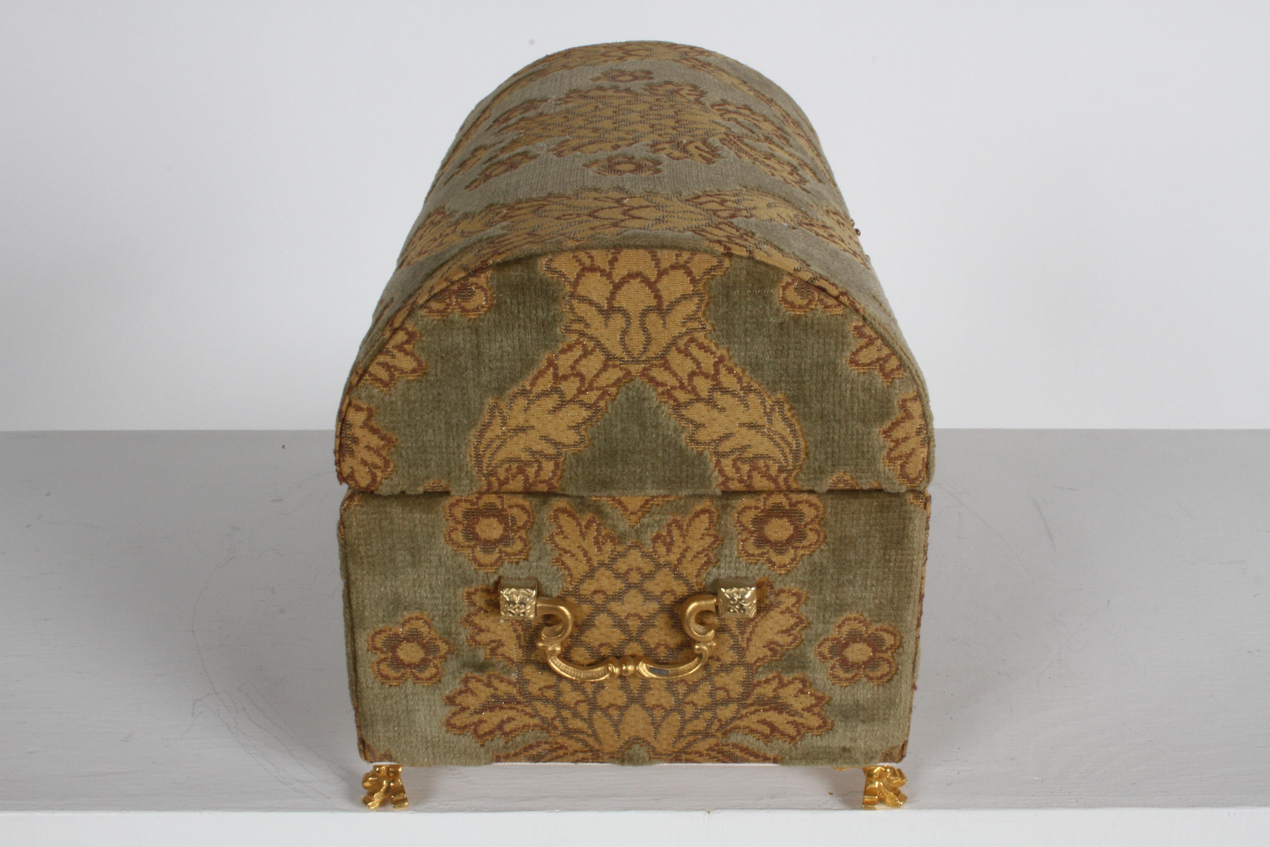 Italian Vintage A. Antinori Roma Italy Jacquard Velvet Jewelry Box Casket Storage Chest