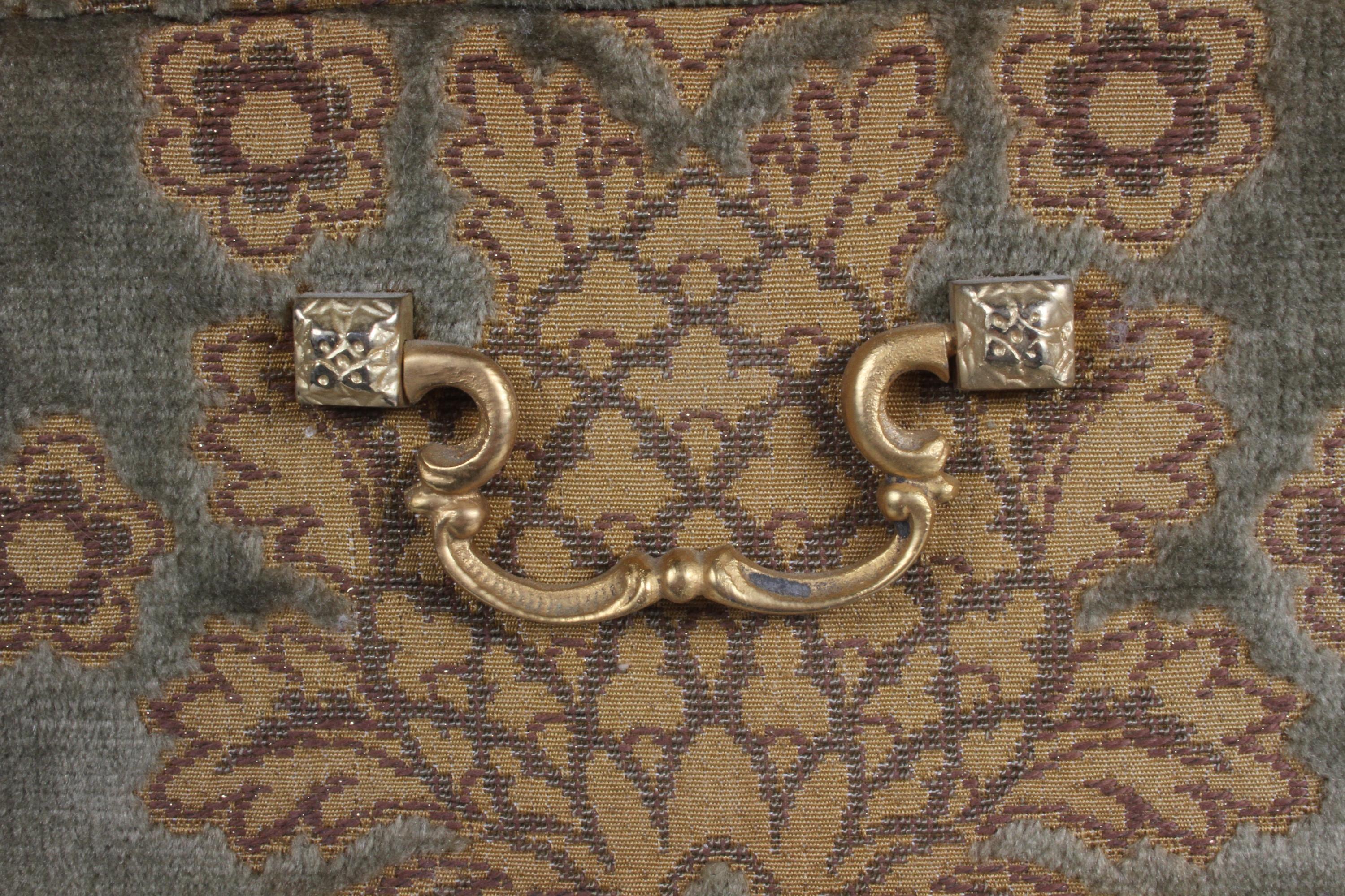 Plated Vintage A. Antinori Roma Italy Jacquard Velvet Jewelry Box Casket Storage Chest
