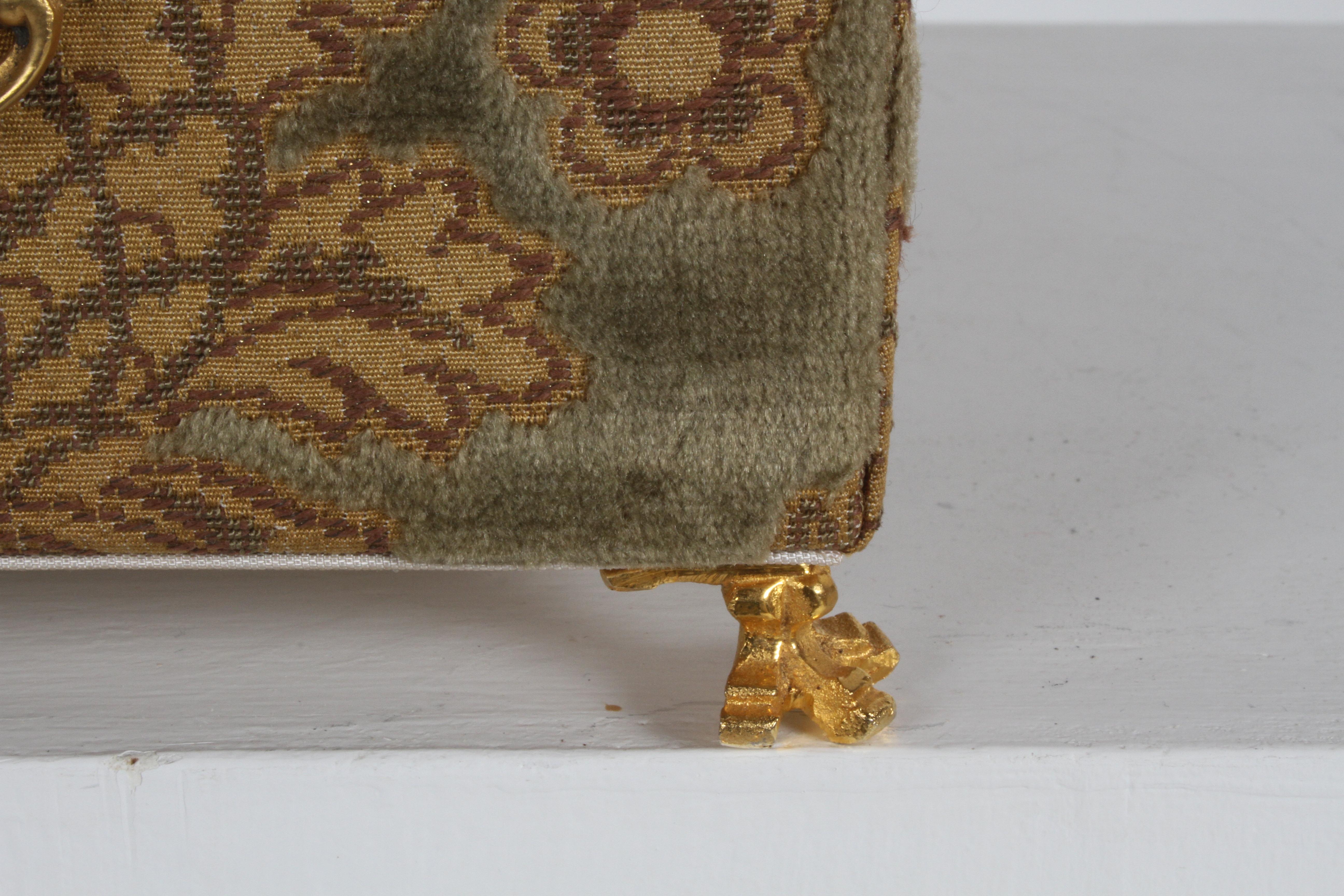 Vintage A. Antinori Roma Italy Jacquard Velvet Jewelry Box Casket Storage Chest In Excellent Condition In St. Louis, MO