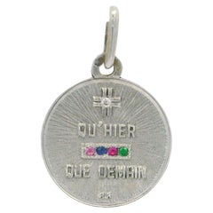 Vintage A. Augis 18k Gold "Qu'hier Que Demain" Love Token Medallion Pendant