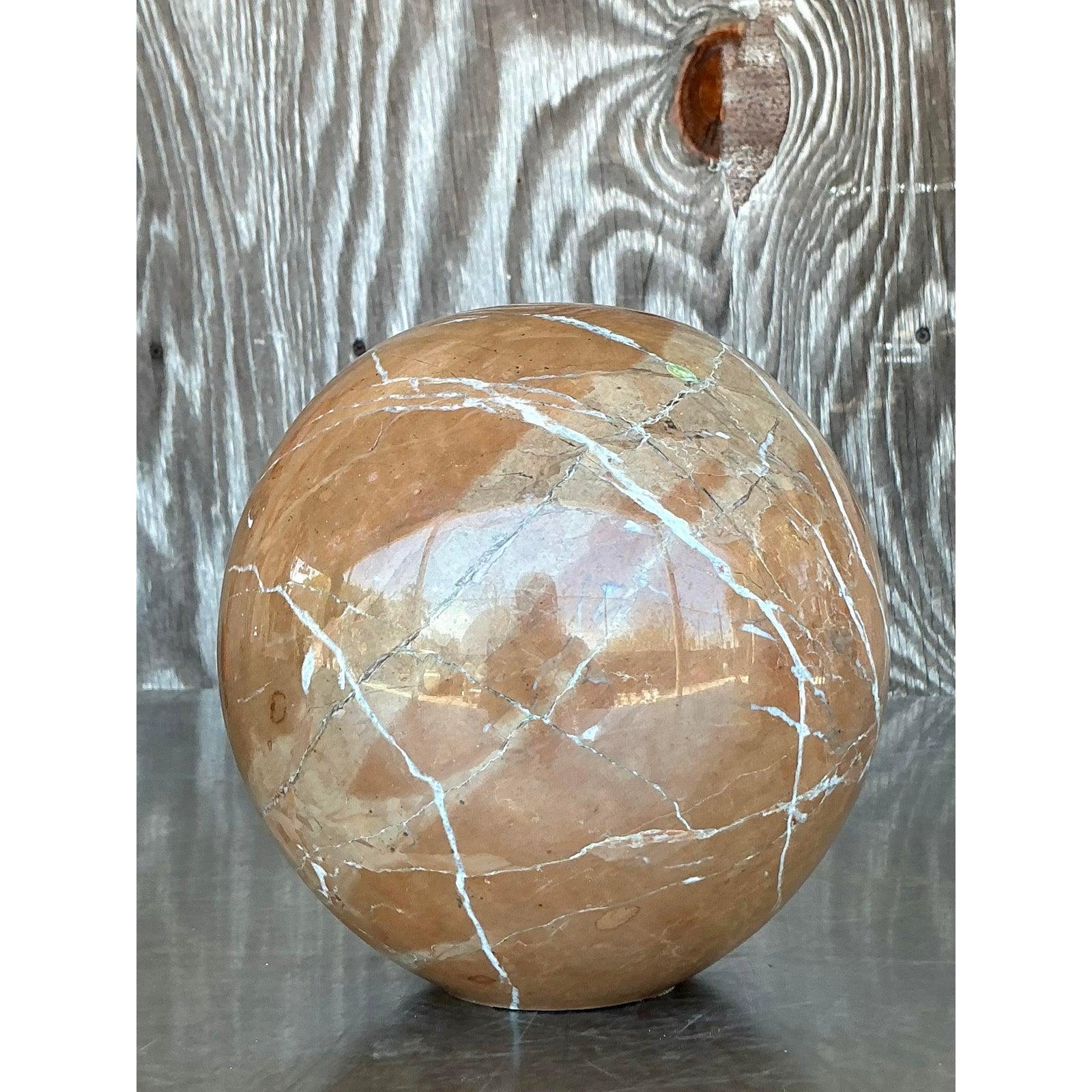Minimalismo Sfera di marmo vintage e bohémien - Set di 2 in vendita