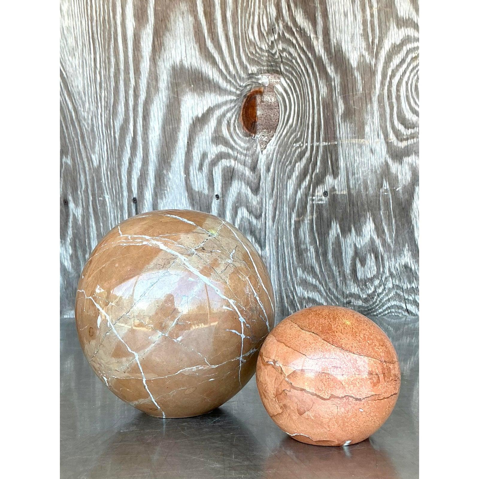 Americano Sfera di marmo vintage e bohémien - Set di 2 in vendita
