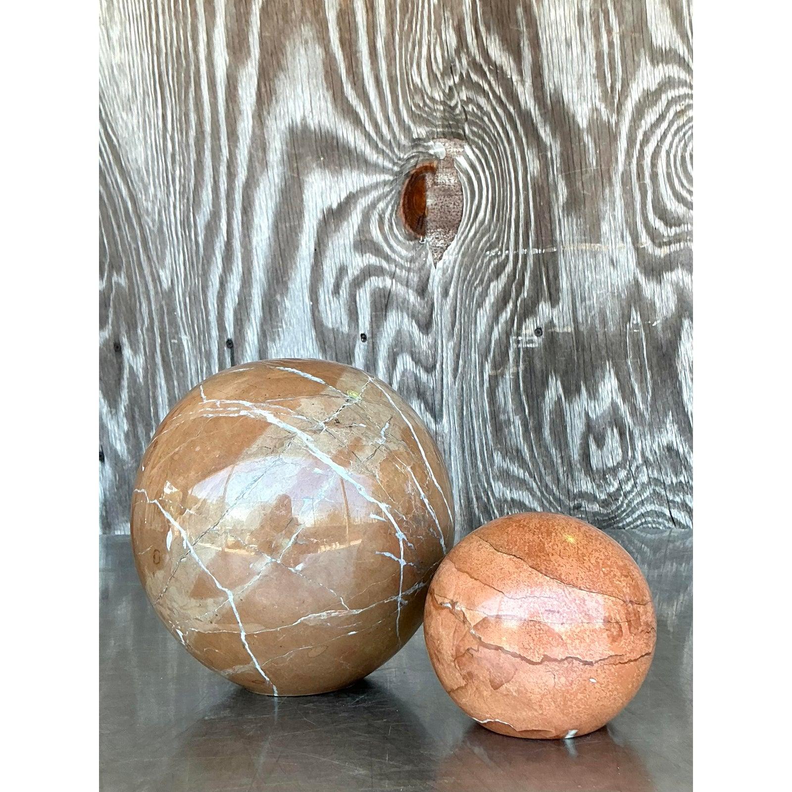 Sfera di marmo vintage e bohémien - Set di 2 In condizioni buone in vendita a west palm beach, FL