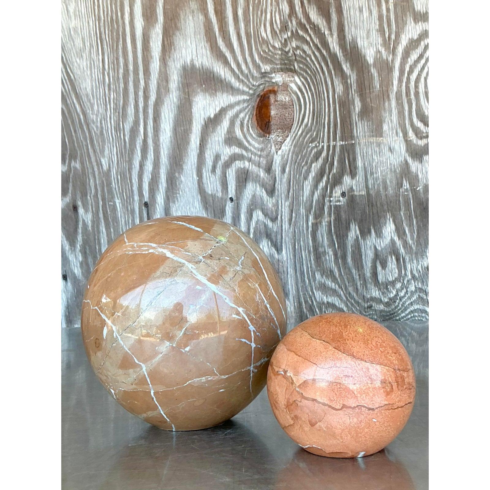 Marmo Sfera di marmo vintage e bohémien - Set di 2 in vendita