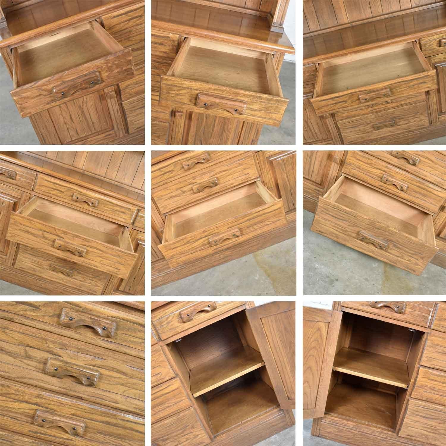 Vintage A. Brandt Ranch Oak Sideboard China Hutch Cabinet Western Rustic 3