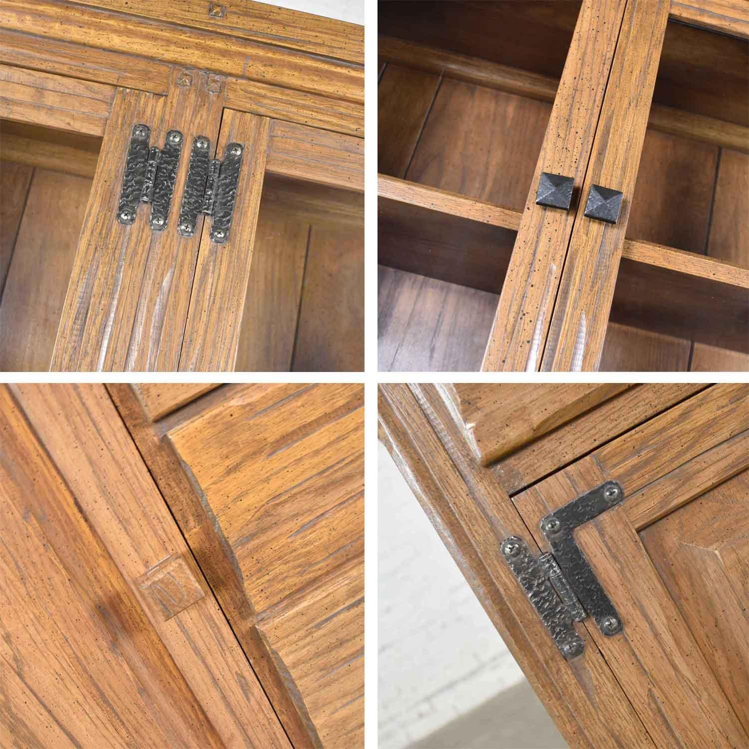 Vintage A. Brandt Ranch Oak Sideboard China Hutch Cabinet Western Rustic 4