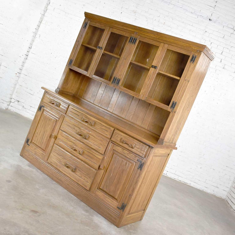 Vintage A. Brandt Ranch Oak Sideboard China Hutch Western
