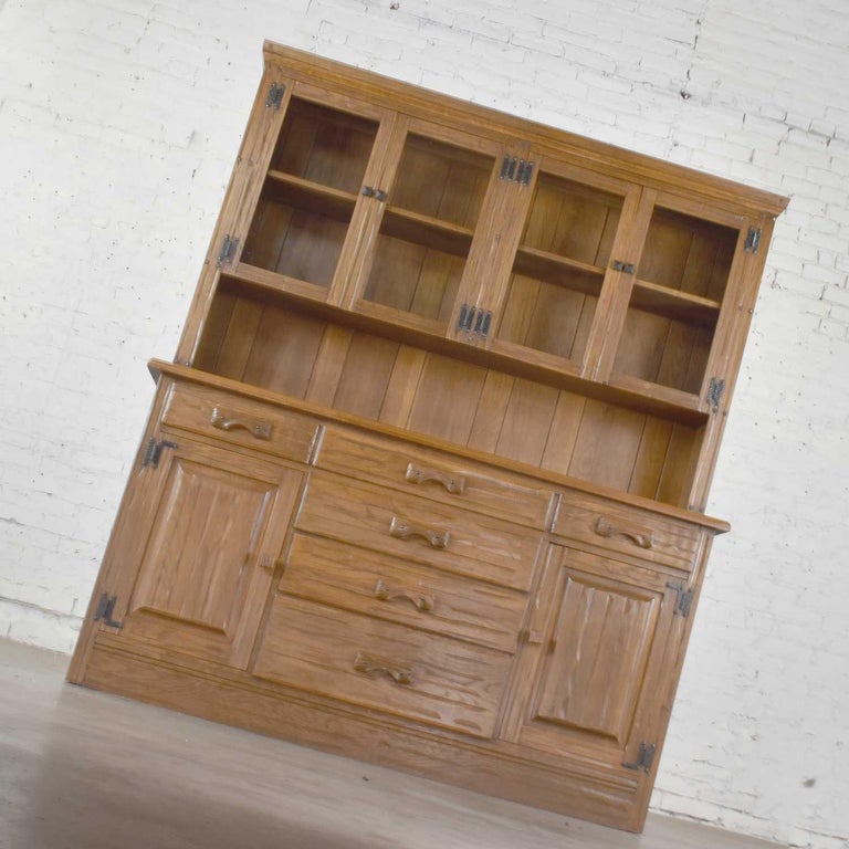 Vintage A. Brandt Ranch Oak Sideboard China Hutch Western