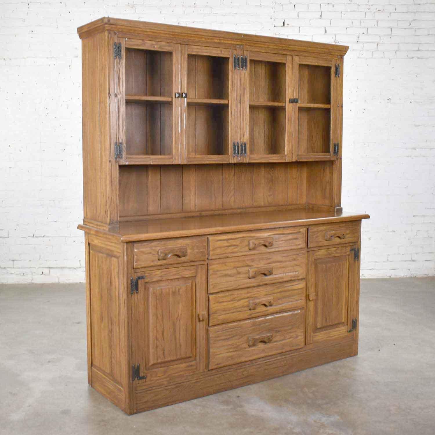 American Vintage A. Brandt Ranch Oak Sideboard China Hutch Cabinet Western Rustic