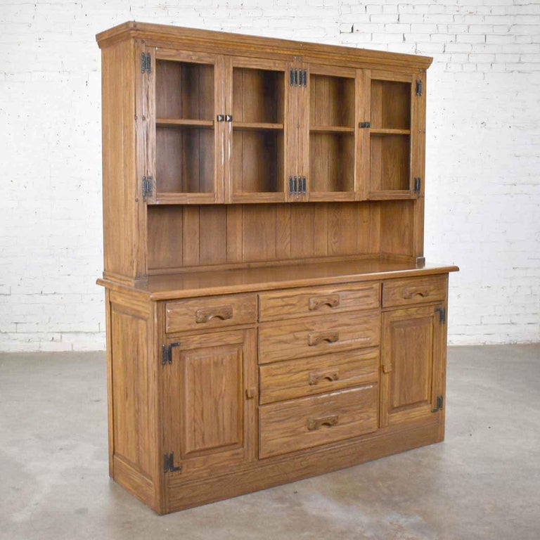 Vintage A. Brandt Ranch Oak Sideboard China Hutch Western