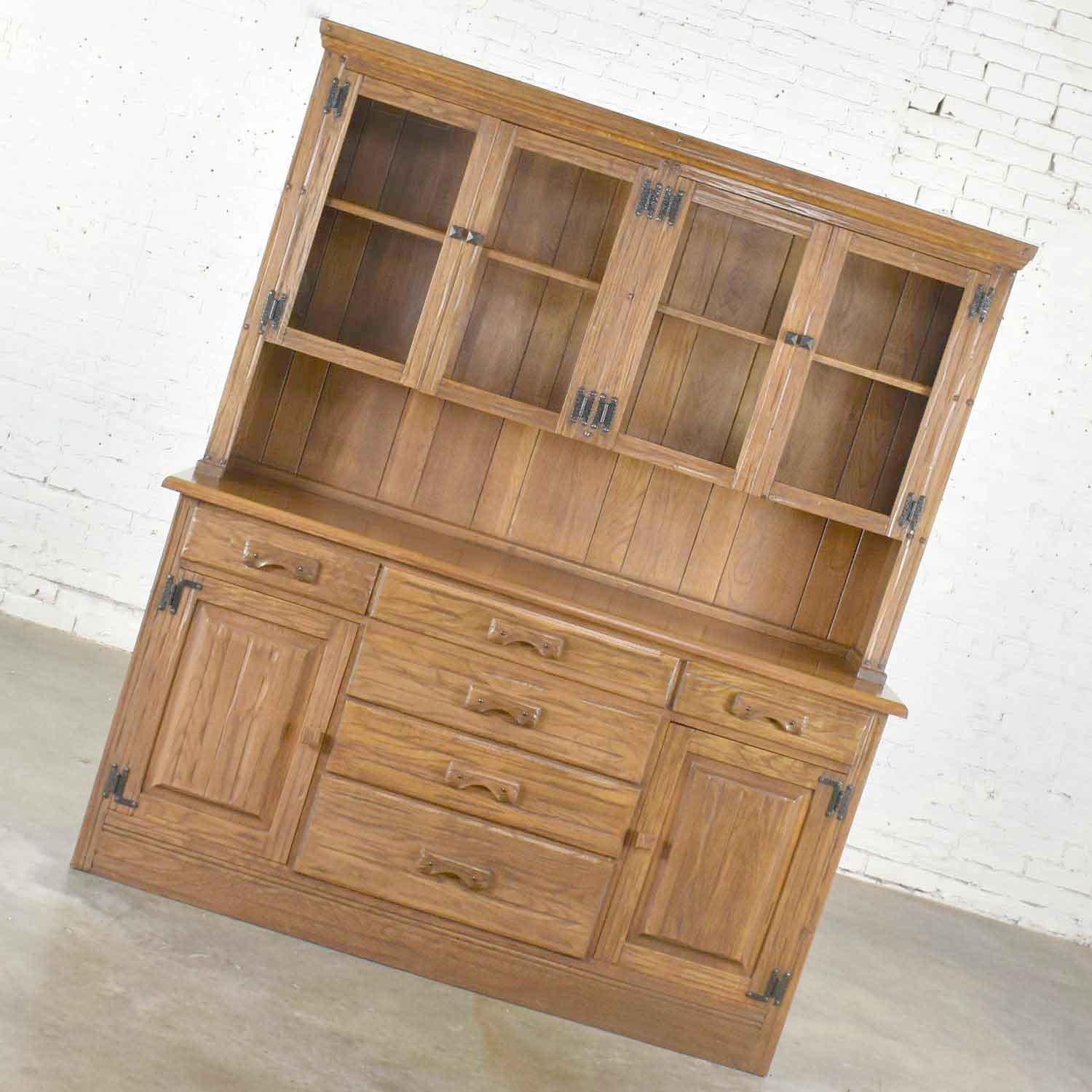 Vintage A. Brandt Ranch Oak Sideboard China Hutch Cabinet Western Rustic 1