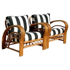 Vintage a Coastal Bent Rattan Lounge Chairs - ein Paar