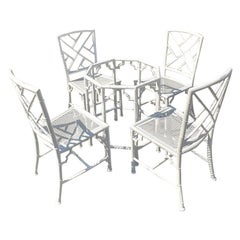 Juego de Comedor de Exterior Chippendale Chino de Aluminio Fundido Vintage a Coastal