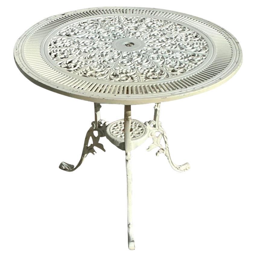Vintage a Coastal Pierced Wrought Iron Cage Table