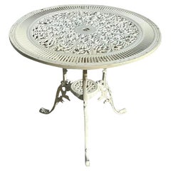 Vintage a Coastal Pierced Wrought Iron Cage Table