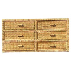 Vintage a Coastal Wrapped Rattan Dresser