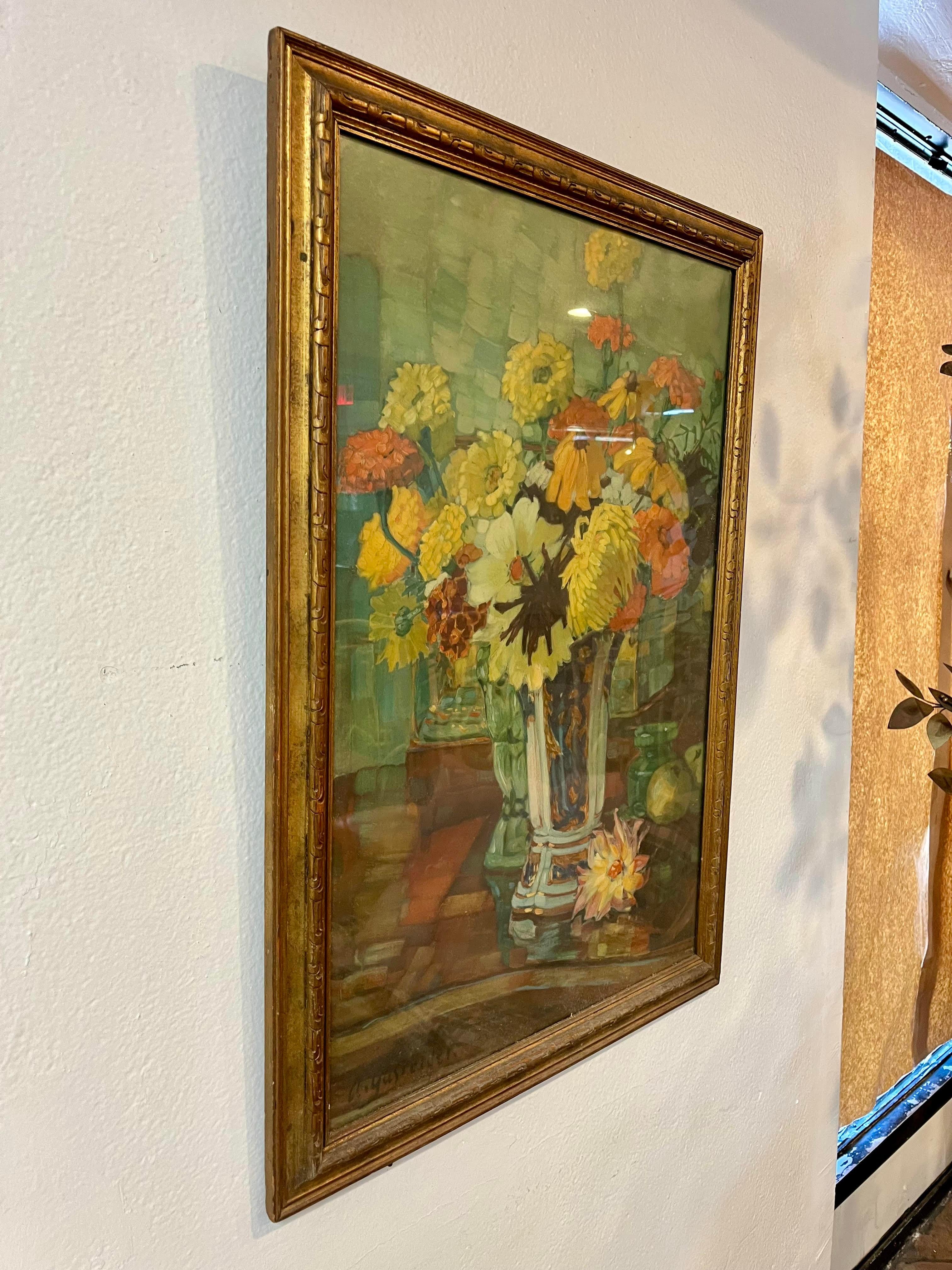 Moderne Vintage A. Gasteiger Still Life Floral Painting en vente