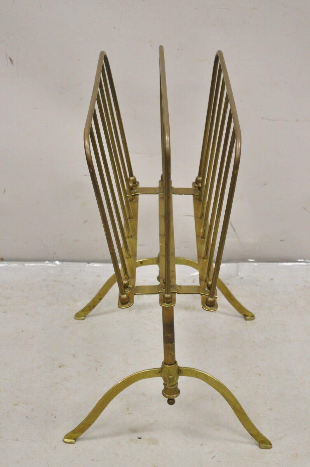 Mid-Century Modern Vintage A. Ravenel Paris French Mid Century Modern Brass Magazine Rack Stand For Sale