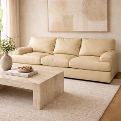 Vintage A. Rudin for Steve Chase Cream Leather Sofa, Palm Springs Modern