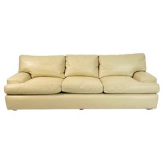 Vintage A. Rudin for Steve Chase Cream Leather Sofa, Palm Springs Modern