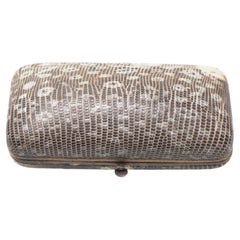 Vintage A. Stowell & Co. Boston Cufflink Box, Lizard Skin