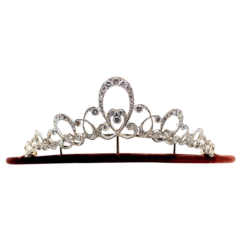 Tiara vintage de diamantes y platino A. Tillander