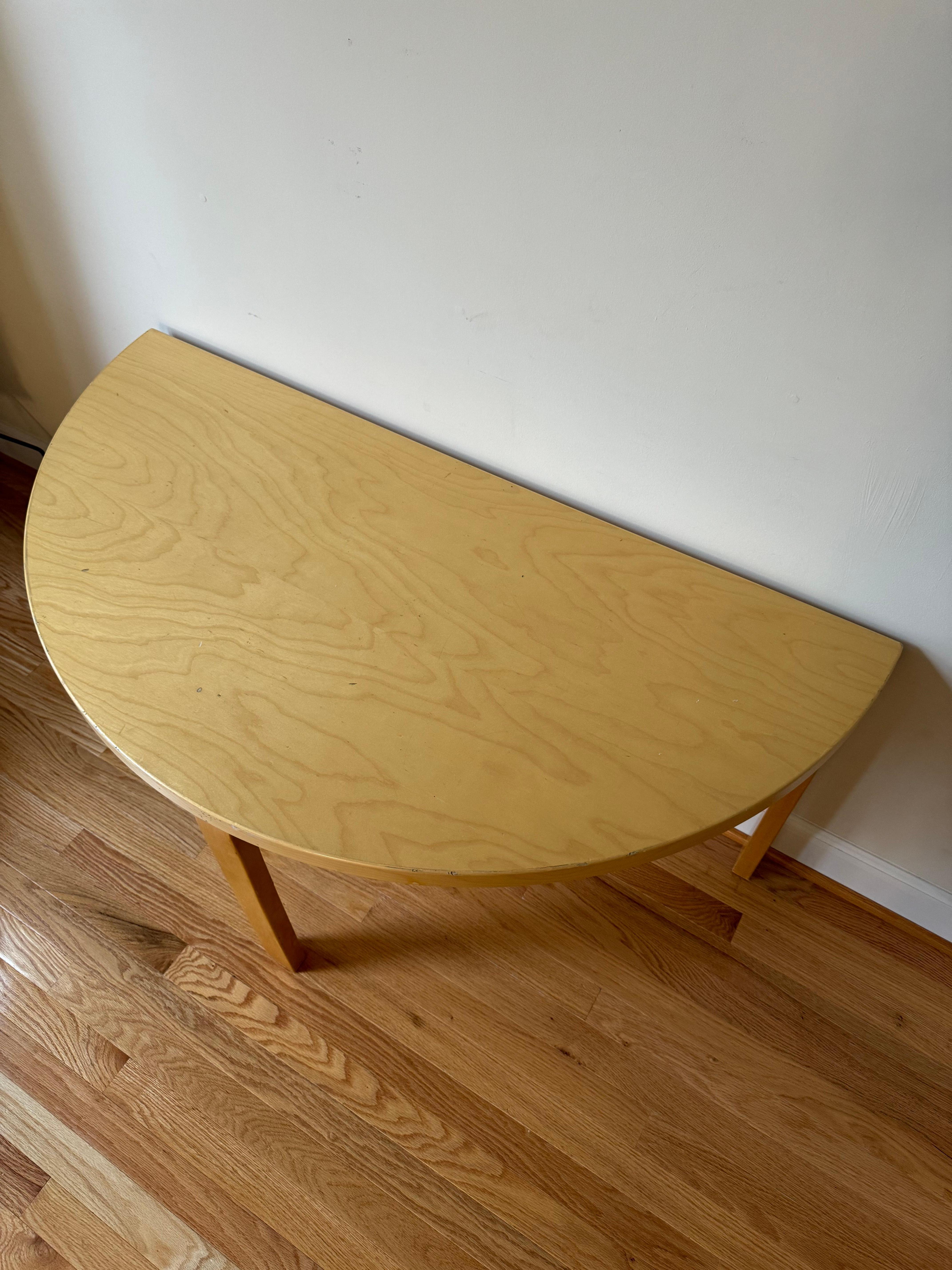 Vintage Aalto Table half-round by Alvar Aalto for Artek In Fair Condition For Sale In Centreville, VA