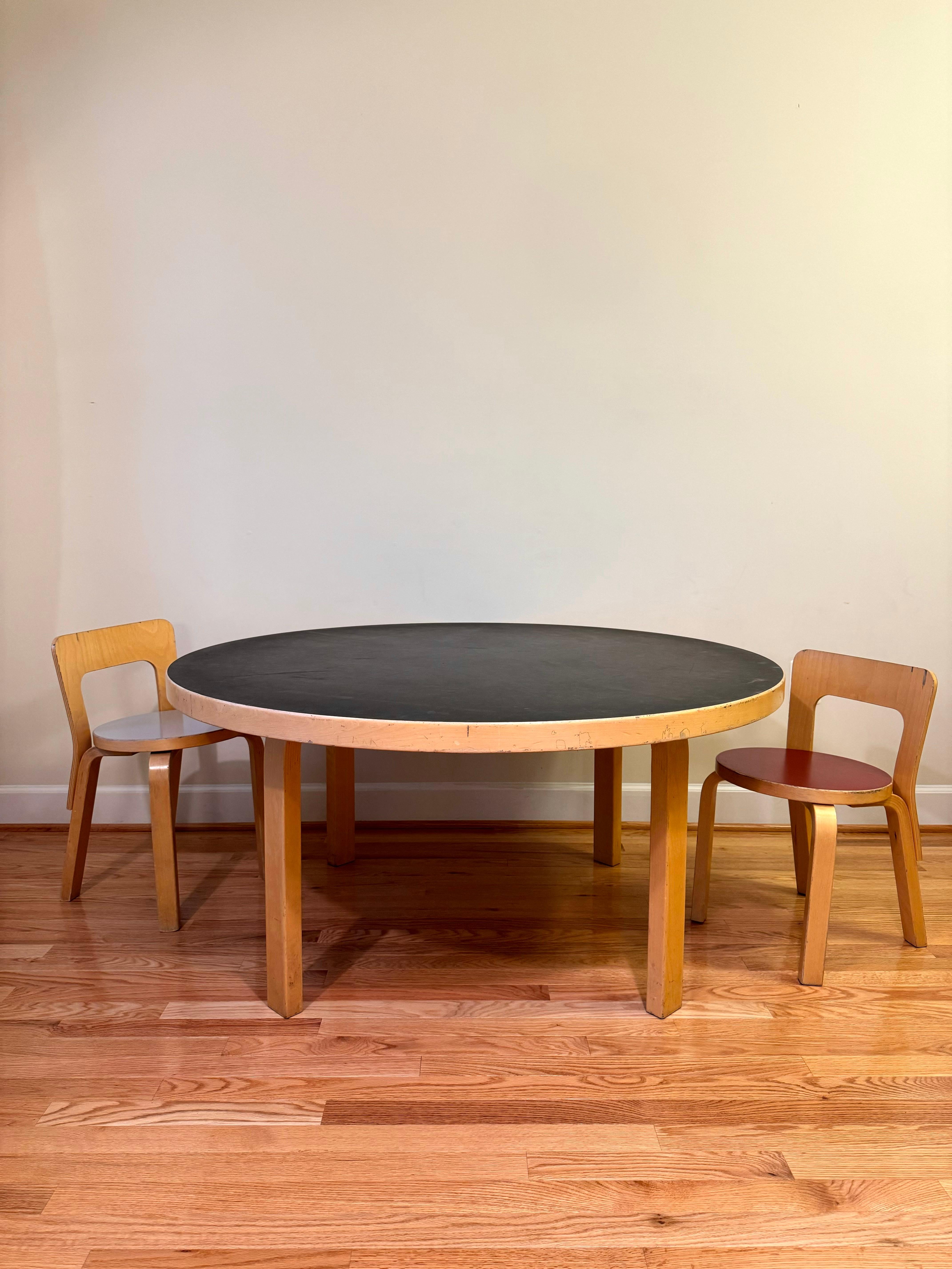 Mid-Century Modern Vintage Aalto Table Round (Table 91) by Alvar Aalto for Artek For Sale