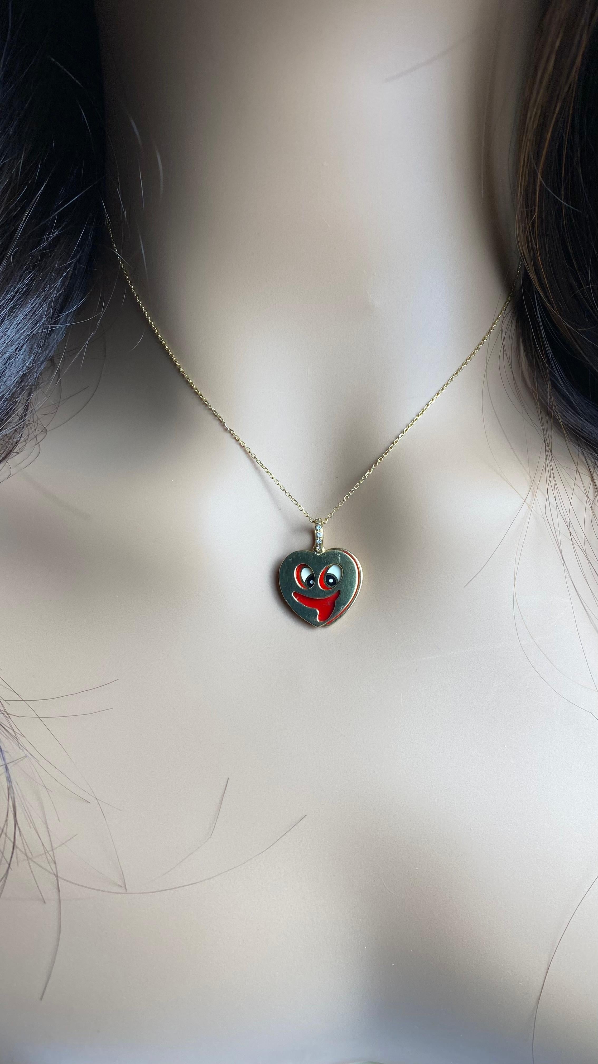 Aaron Basha Pendentif breloque cœur fantaisiste vintage en or jaune 18 carats, diamants et émail en vente 6