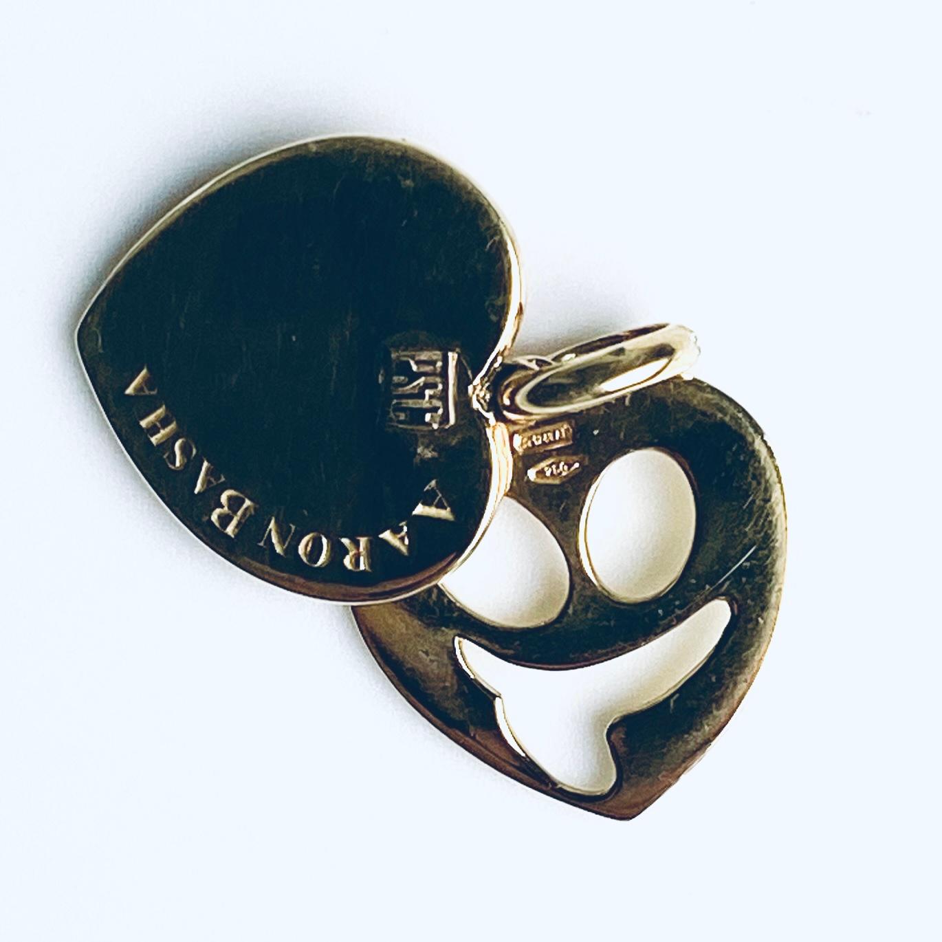 Aaron Basha Pendentif breloque cœur fantaisiste vintage en or jaune 18 carats, diamants et émail Unisexe en vente