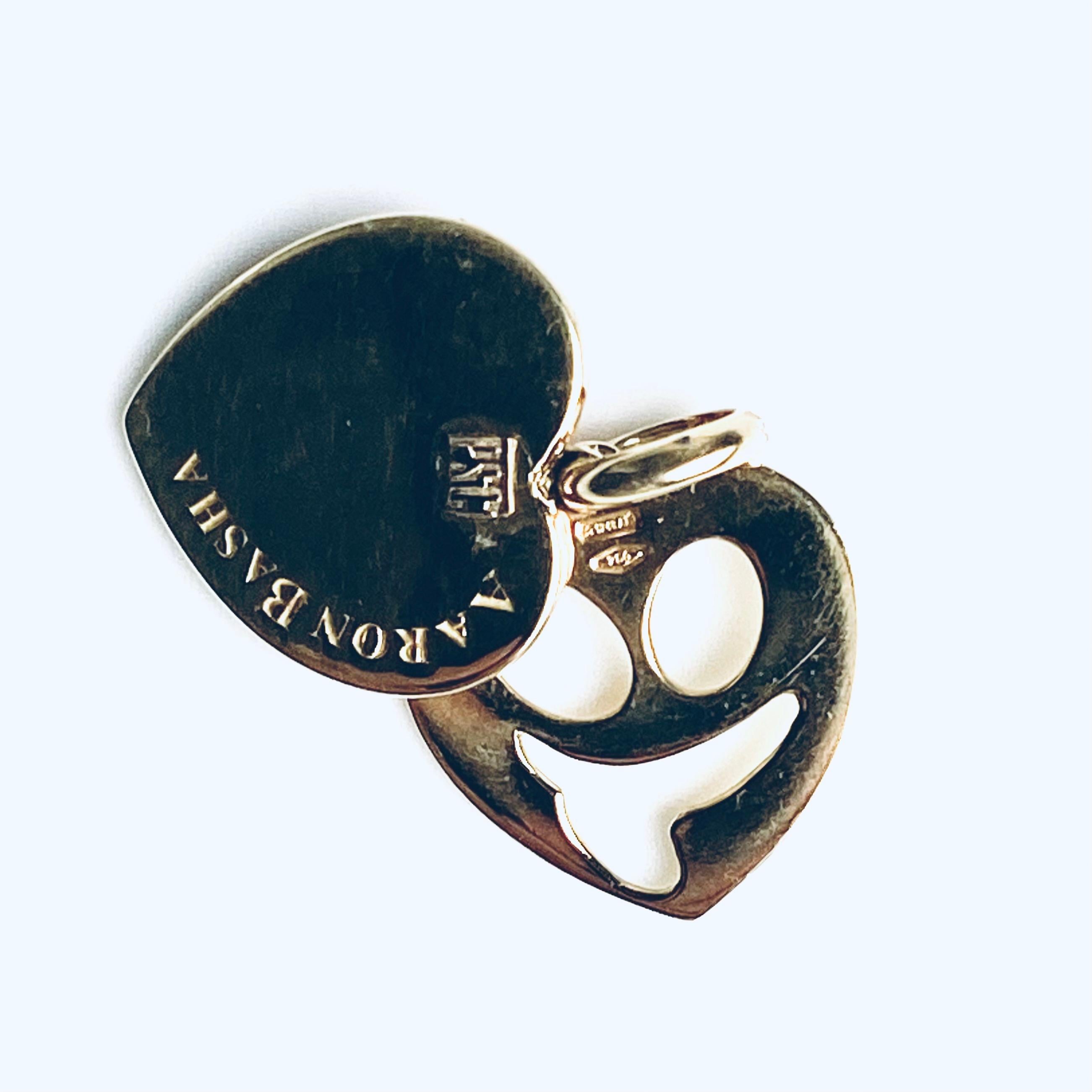 Aaron Basha Pendentif breloque cœur fantaisiste vintage en or jaune 18 carats, diamants et émail en vente 5