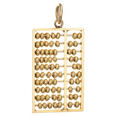 Vintage Abacus Anhänger 14k Gelbgold Großer Charm Estate Counting Math Jewelry