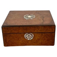 Vintage Abalone Inlay Burl Wood Box