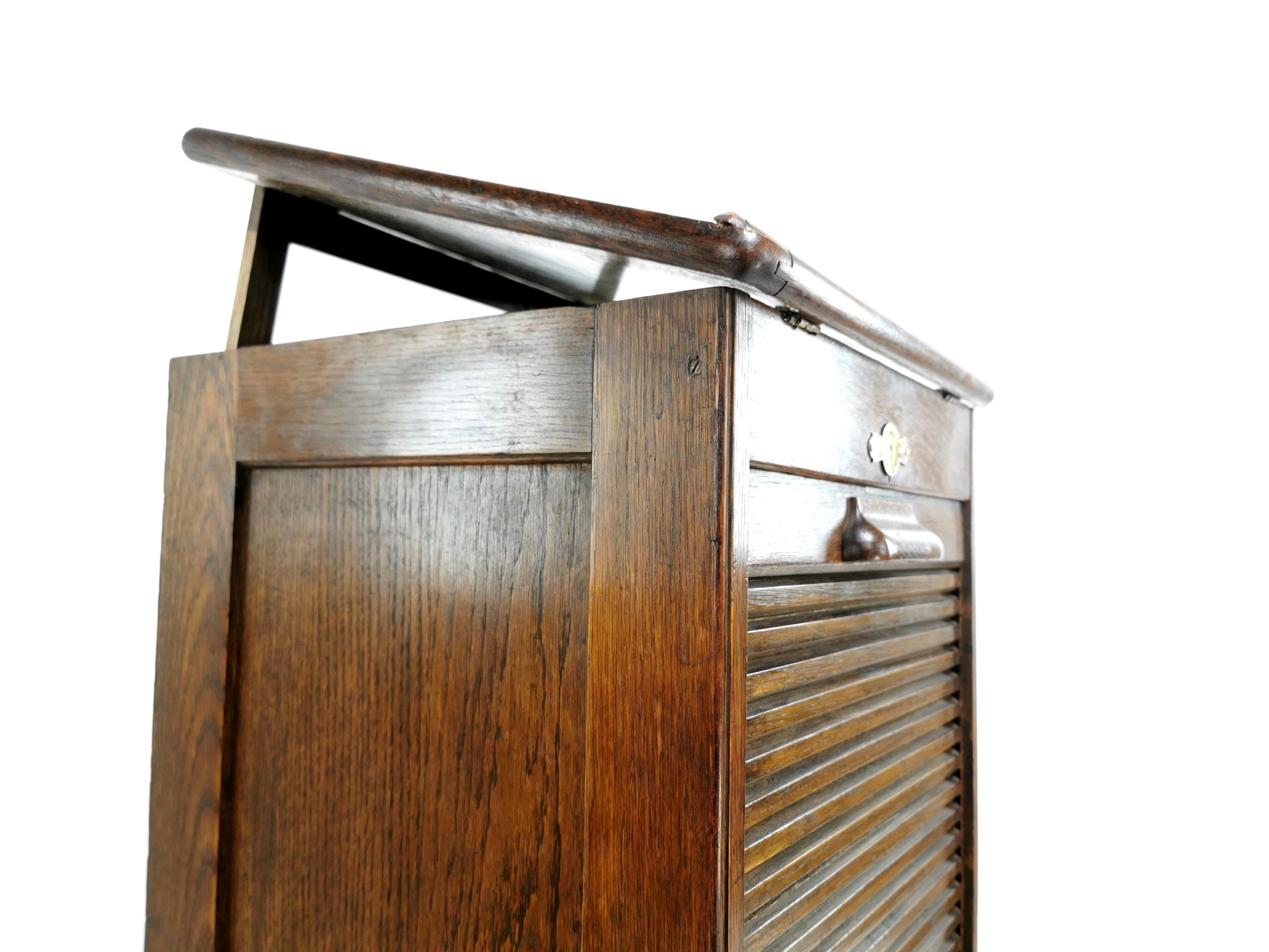 Vintage Abbess Oak Tambour Front Easel Top Cabinet Antique 4