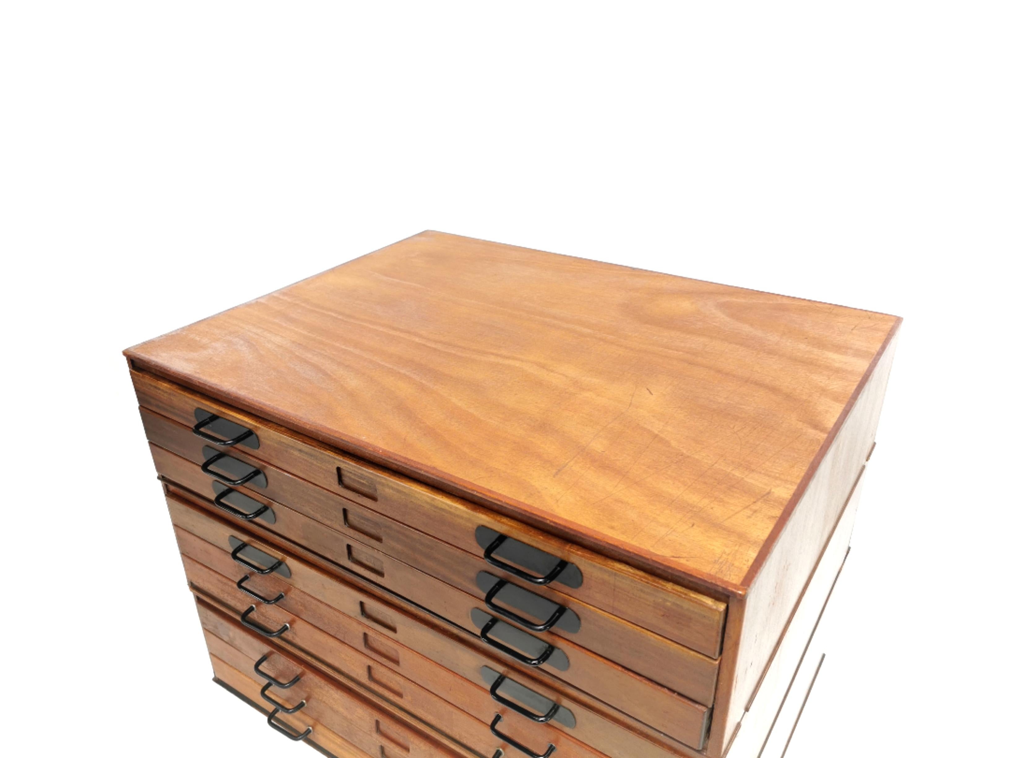Oak Vintage Abbess Plan Chest of Drawers Artists Map Table For Sale