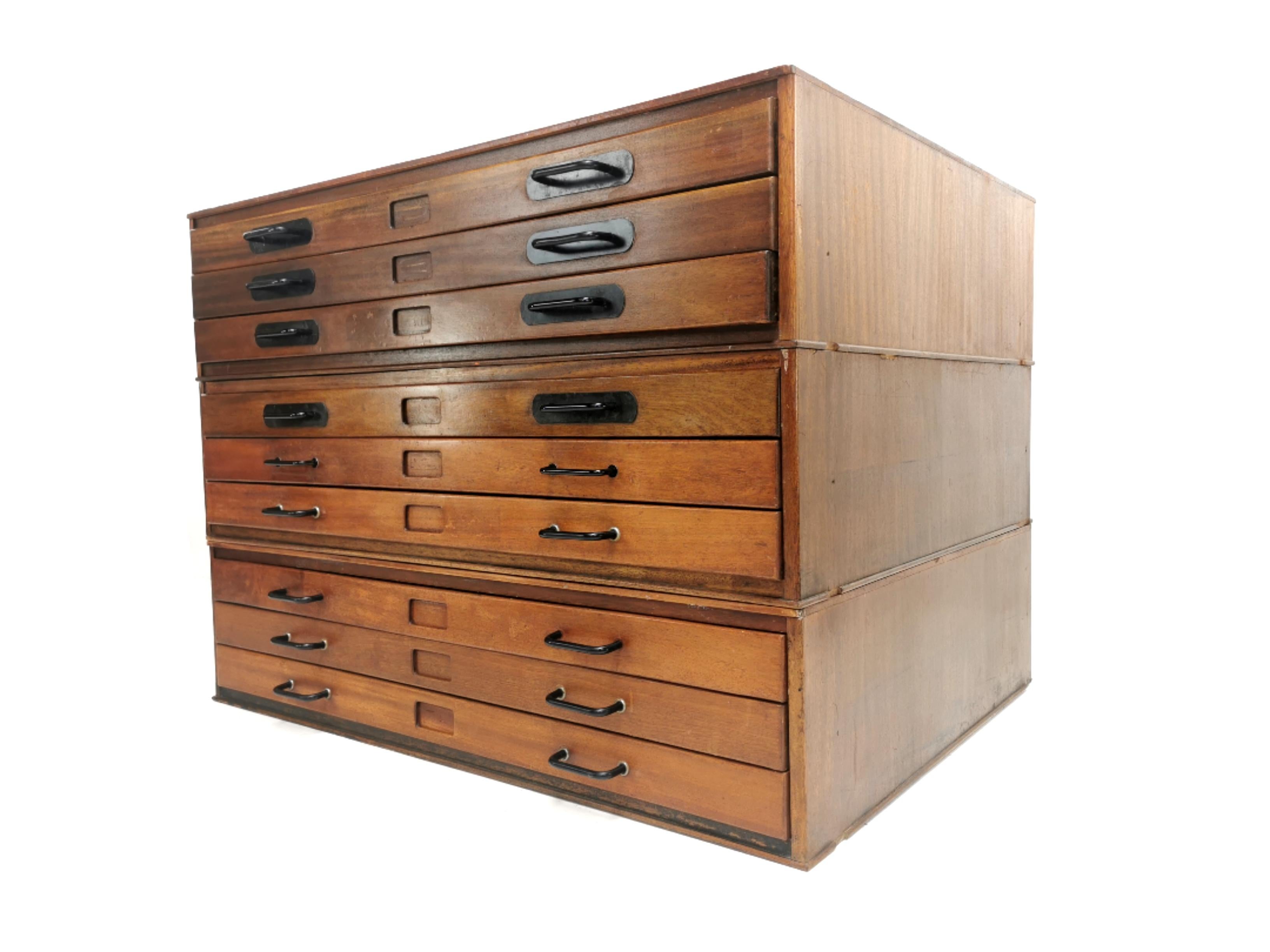 20th Century Vintage Abbess Plan Chest of Drawers Artists Map Table For Sale