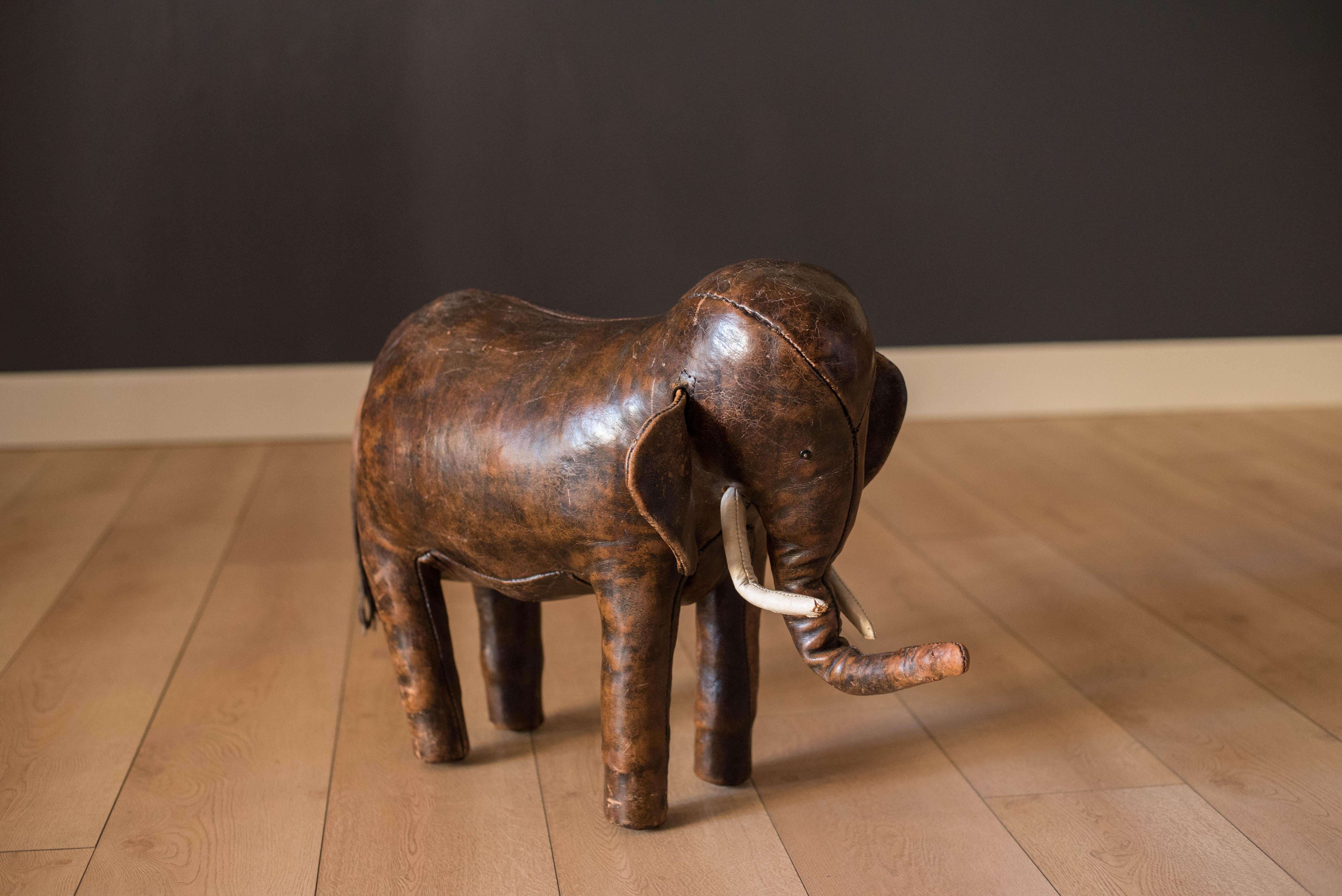 Mid-20th Century Vintage Abercrombie and Fitch Leather Elephant Footstool by Dimitri Omersa