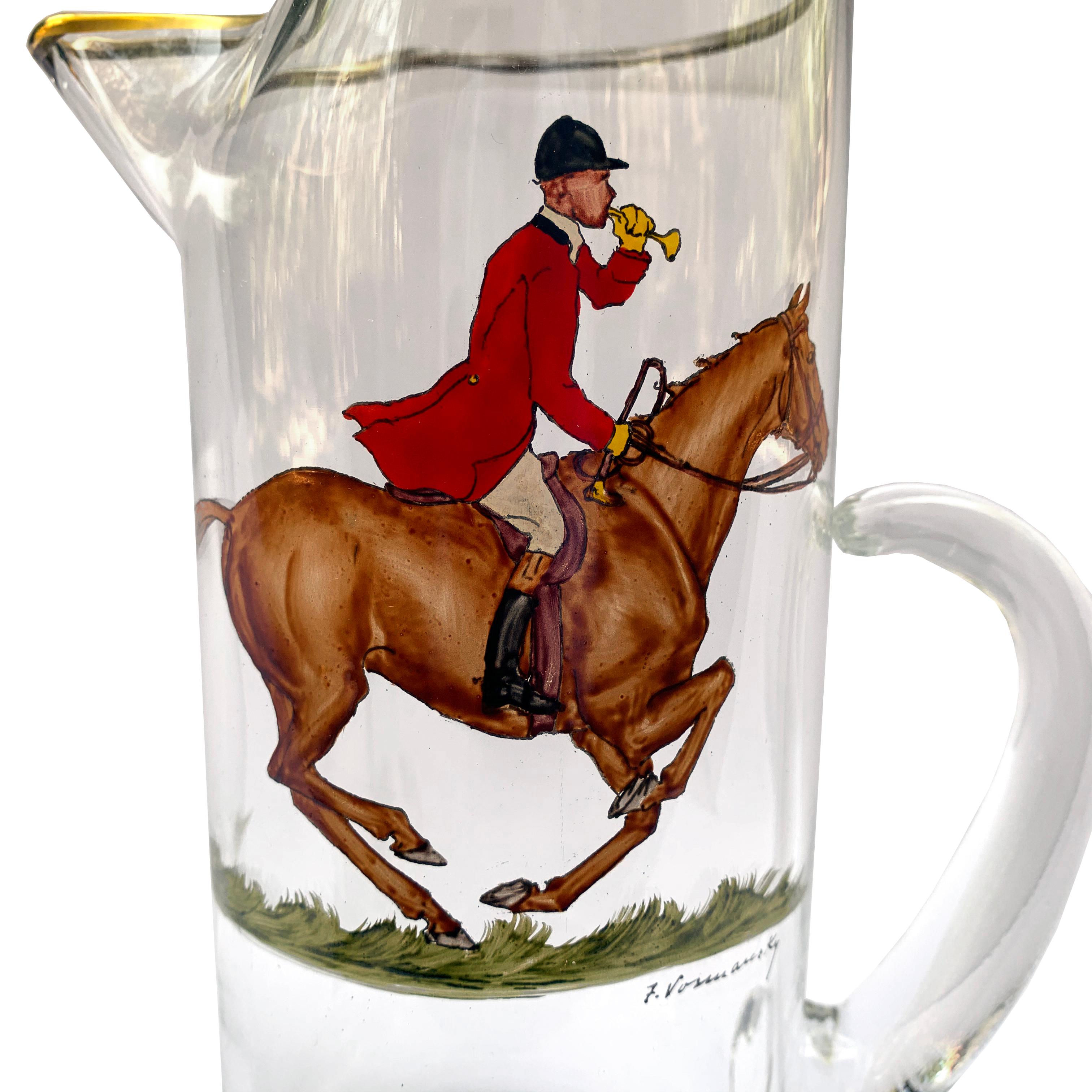 Vintage Abercrombie & Fitch Hand Painted Drinks Pitcher In Good Condition In Chicago, IL