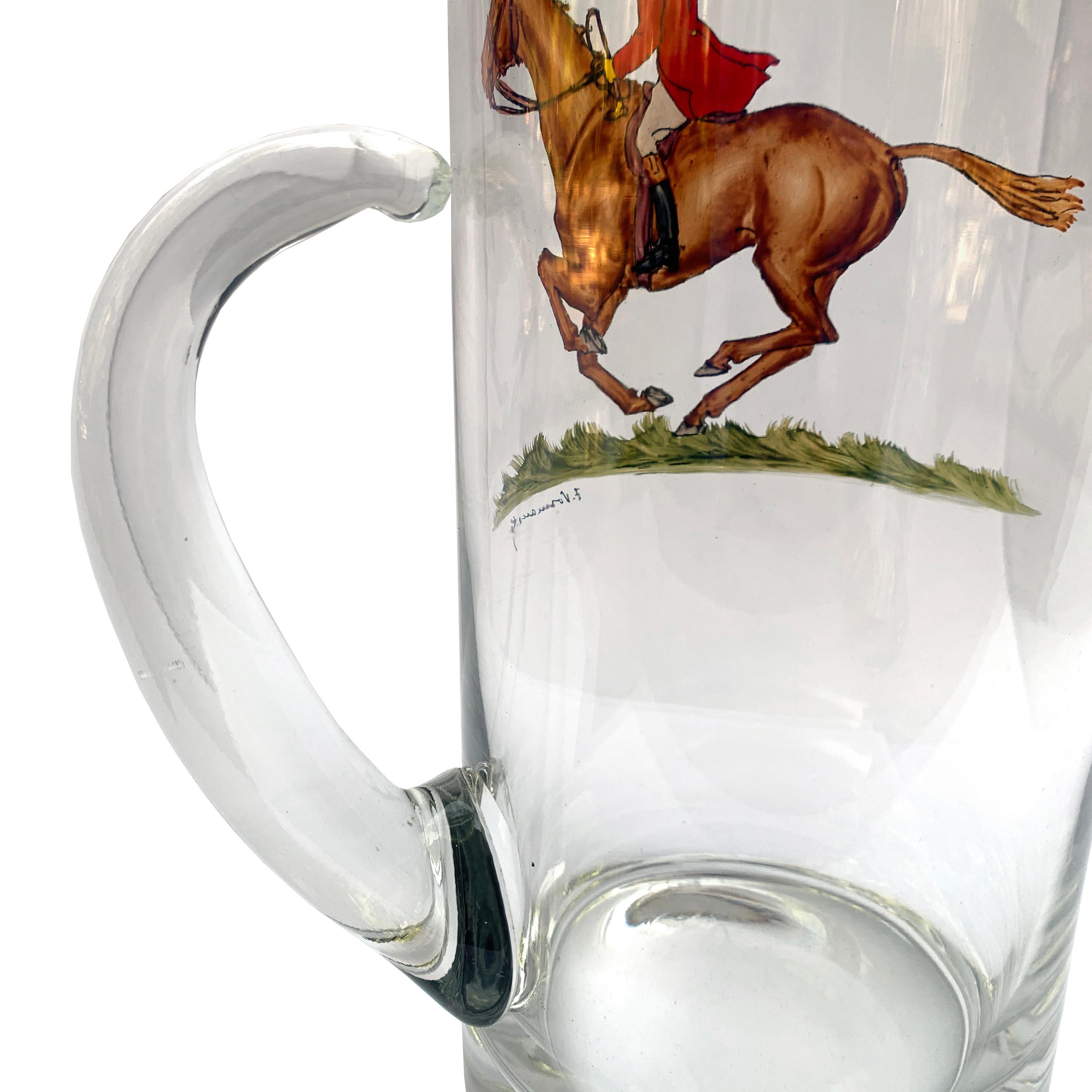 Glass Vintage Abercrombie & Fitch Hand Painted Drinks Pitcher