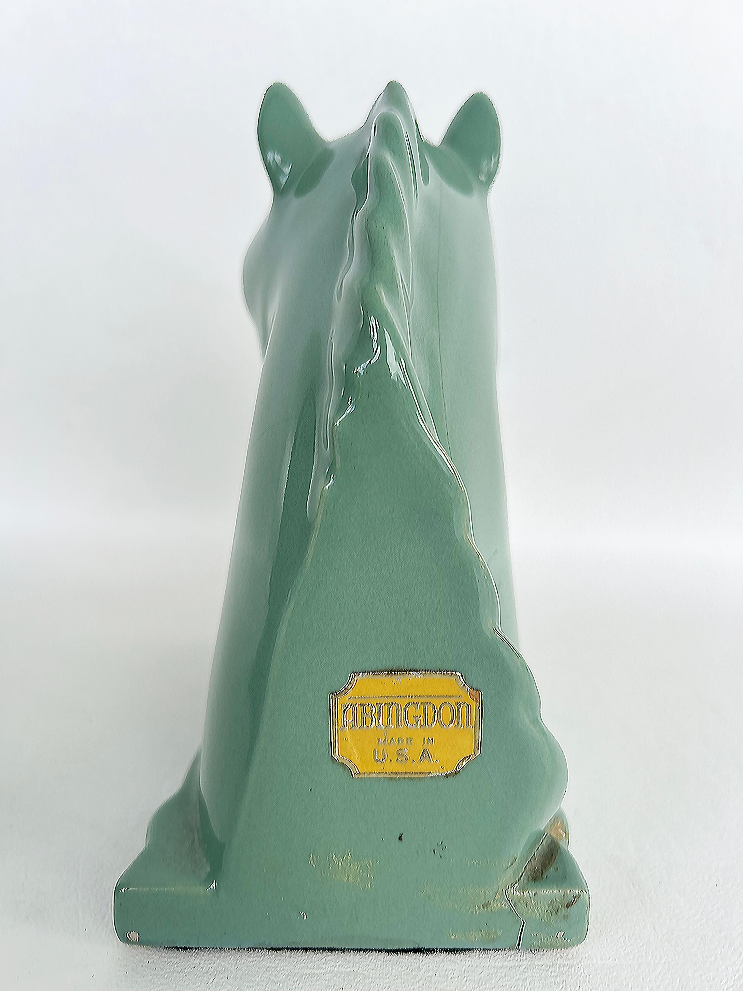 20th Century Vintage Abingdon USA Ceramic Horse Head Bookends with Labels, Pair  For Sale