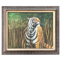 Vintage Aboriginal Oil Painting of Tiger