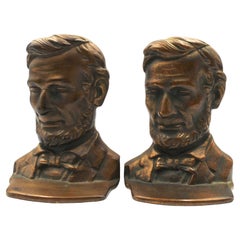 Vintage Abraham Lincoln Bronze Bust Bookends