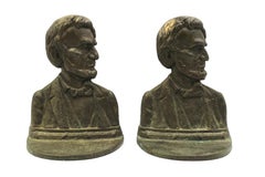 Vintage Abraham Lincoln Bust Bookends by Bronze Met Art Co., 1927