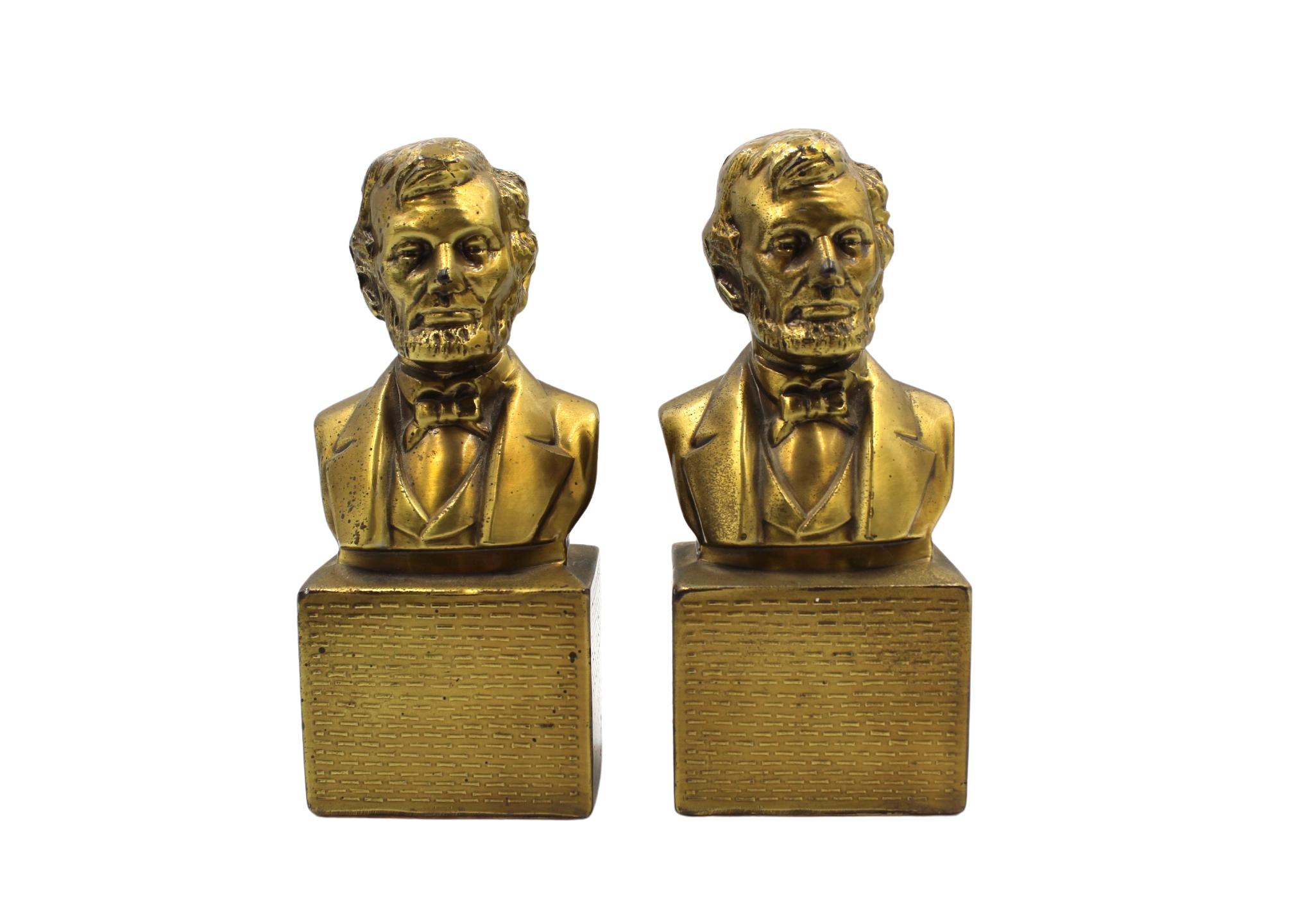 Molded Vintage Abraham Lincoln Bust Bookends by Philadelphia Manufacturing Co.
