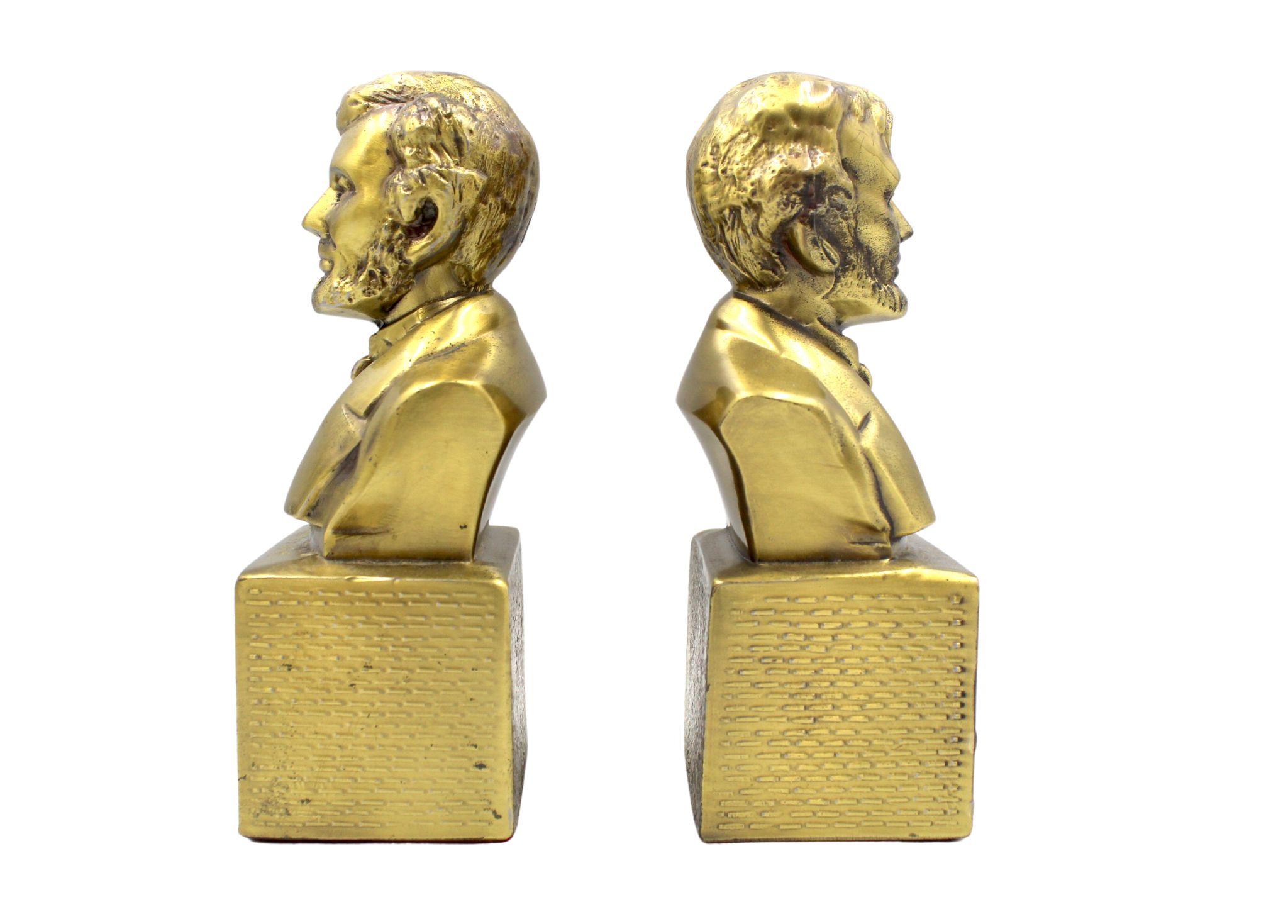 Federal Vintage Abraham Lincoln Bust Bookends by PM American Craftsman