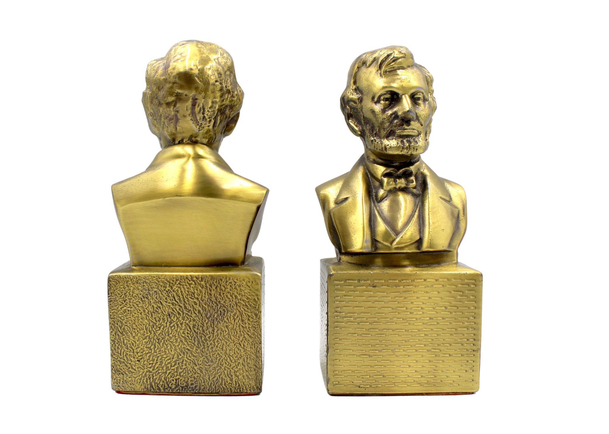 Vintage Abraham Lincoln Bust Bookends by PM American Craftsman In Good Condition In Colorado Springs, CO