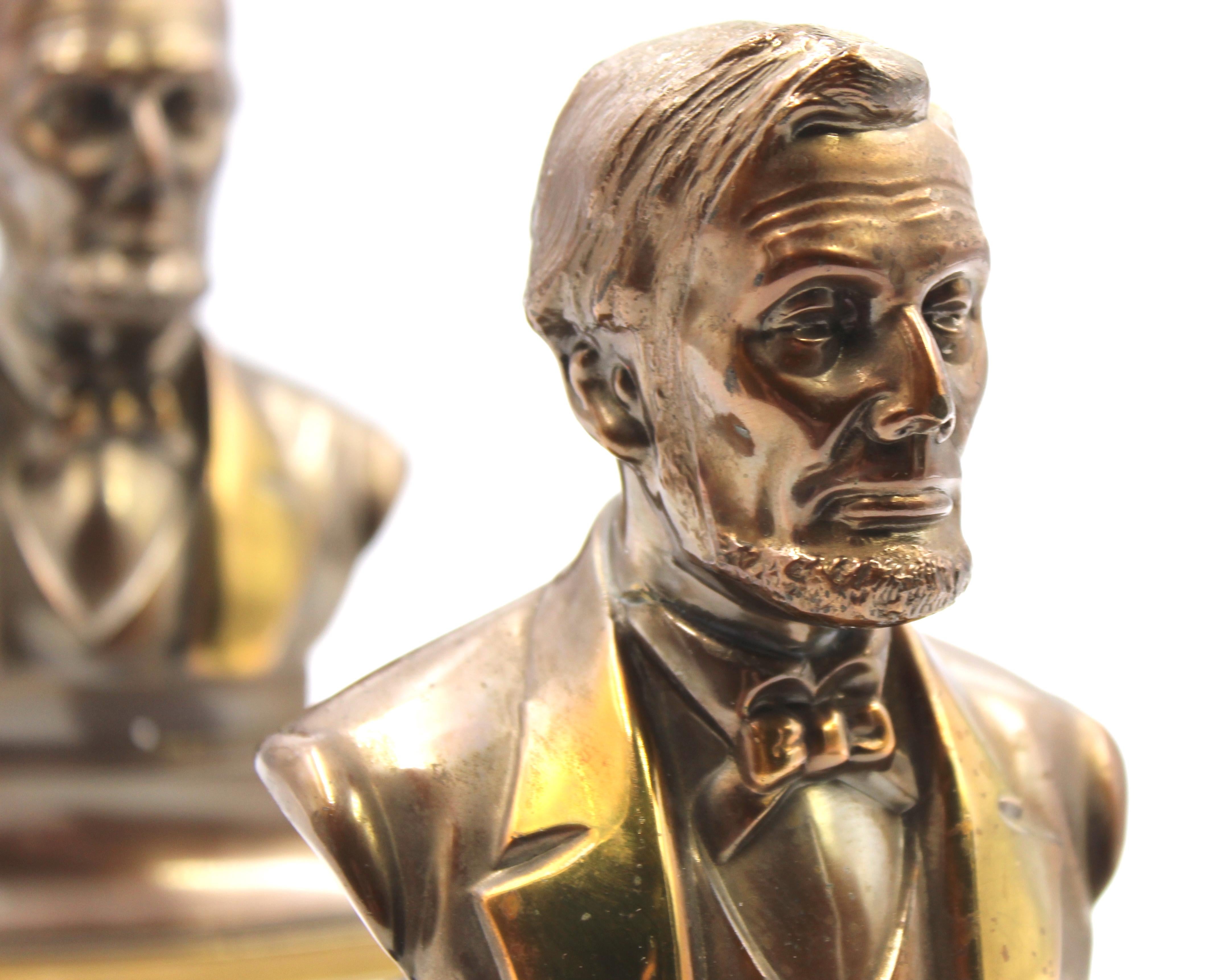Cast Vintage Abraham Lincoln Bust Bookends by PM American Craftsman
