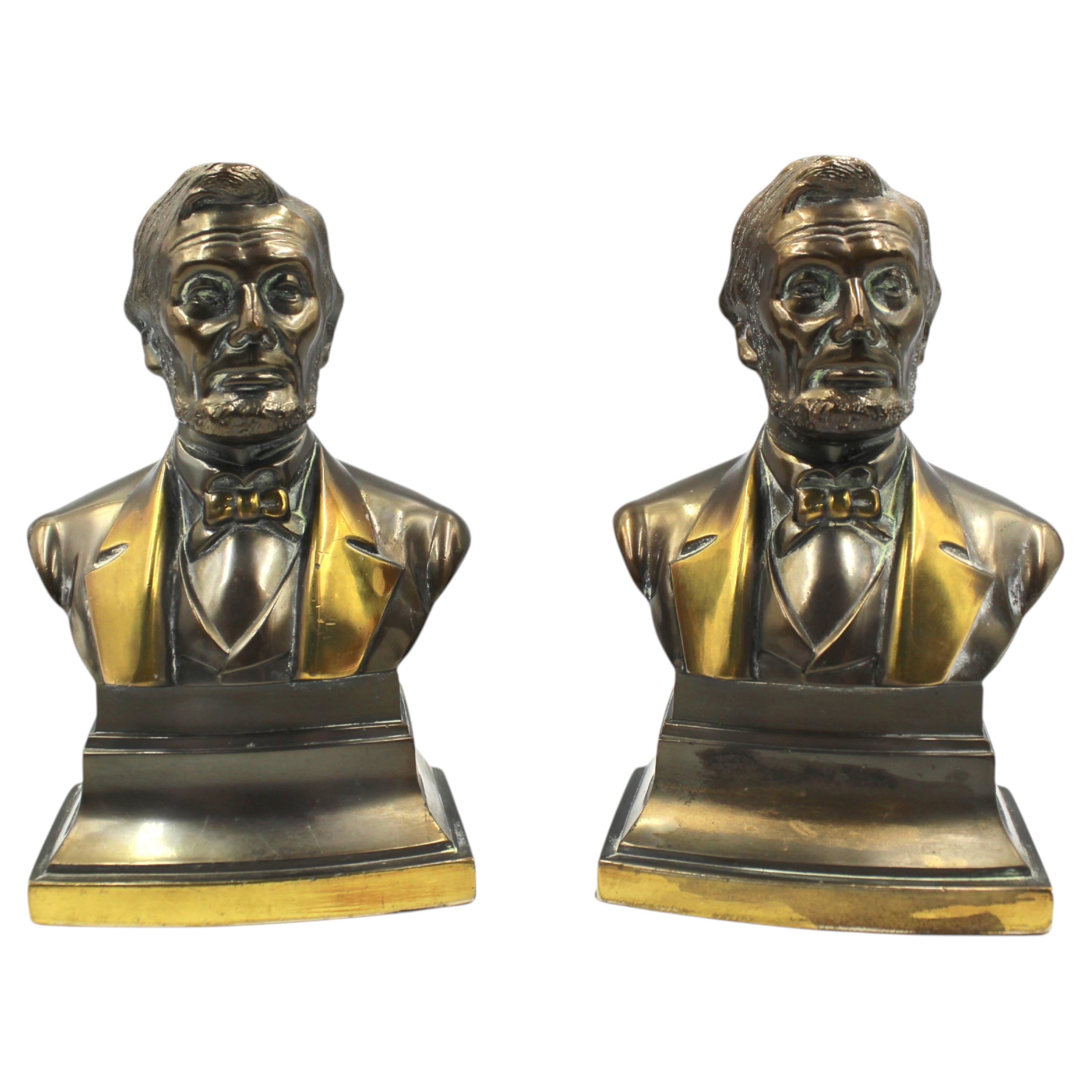 Vintage Abraham Lincoln Bust Bookends by PM American Craftsman