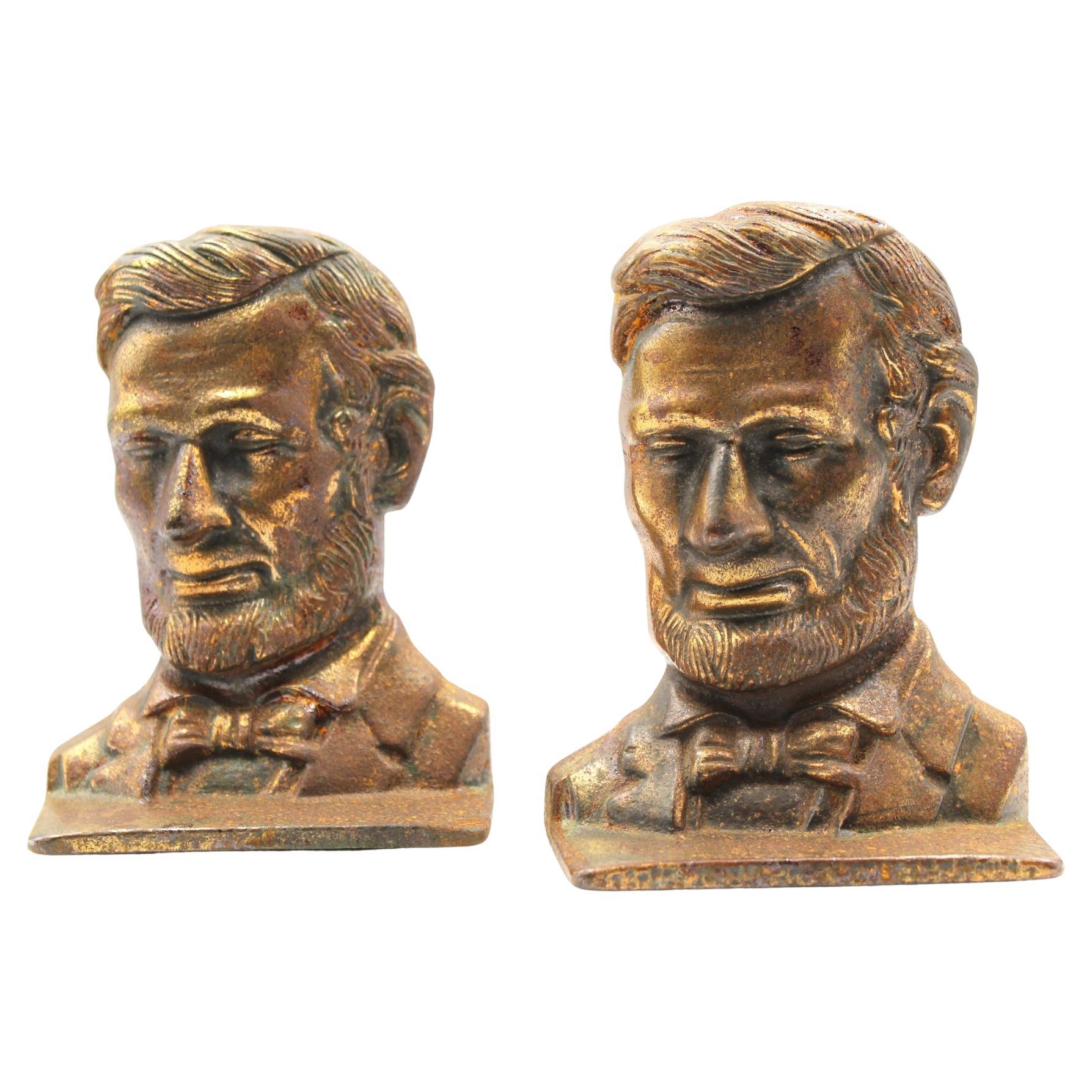 Vintage Abraham Lincoln Bust Bookends by Verona For Sale